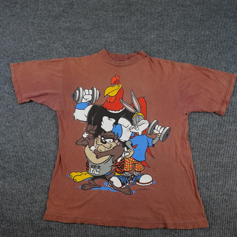 Vintage Looney Tunes Warner Bros Shirt Mens Large Red Body By Taz Fitness